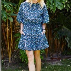 BURU ditsy Floral Blue and White Two-Piece Set